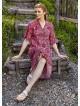 Patterned Button Detailed V Neck Half Sleeve Green Midi Dress 4448